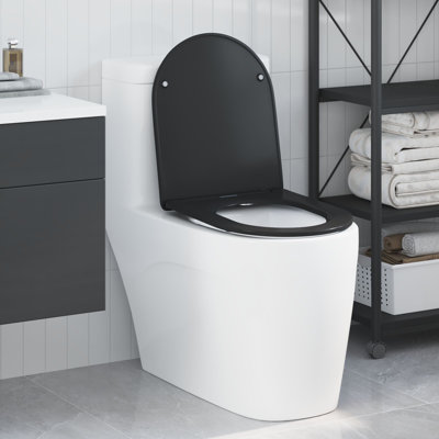 vidaXL Toilet Seat Black 14.17 x 16.1-18.50 x 1.34 in Duroplast