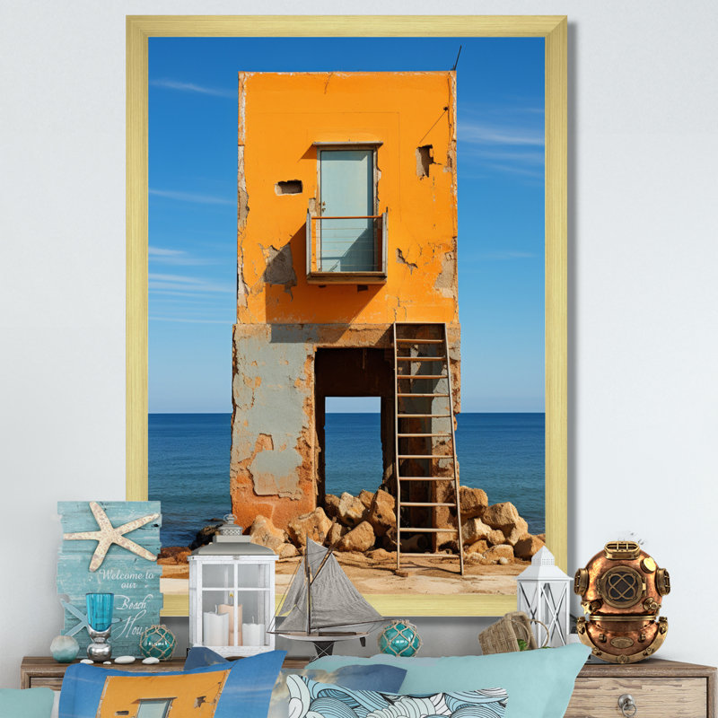 Coastal Minimalisme, photo XV sur toile, Encadrement doré, H 32 po x l 16 po x P 1 po