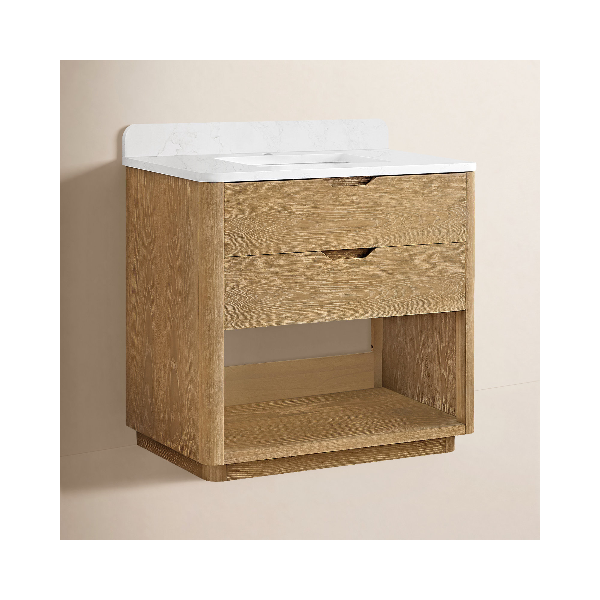 Kaiser 36" Marble Top Single Sink Bathroom Vanity, Washed Ash Gray