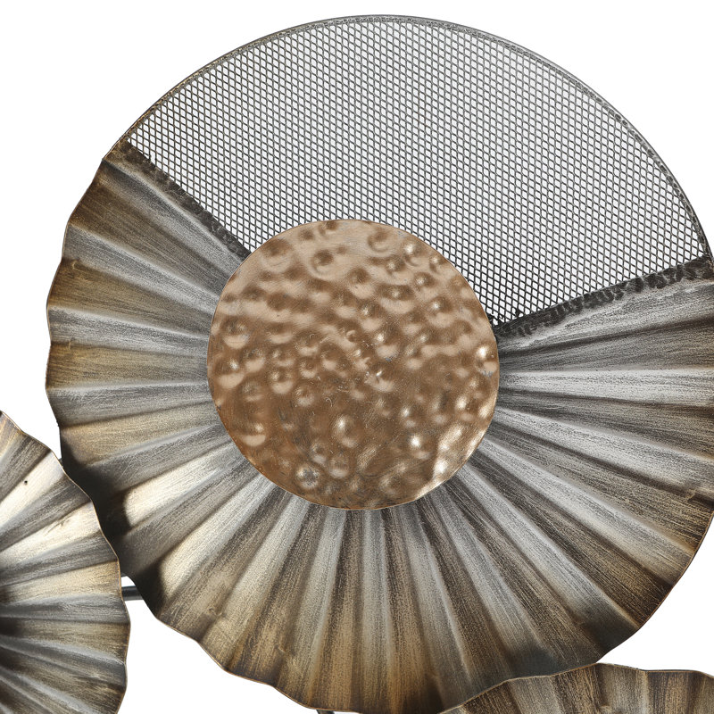 47.1" W Distressed Gray and Gold Flower Wall Decor