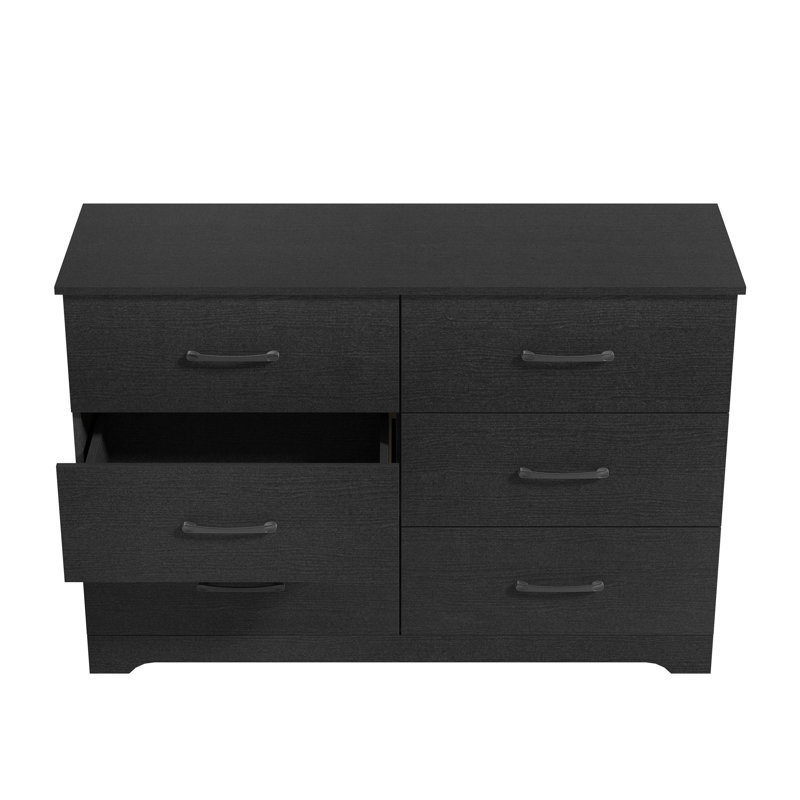 Arkia 47" W 6-Drawer Manufactured Wood Dresser, Black Oak/STURDY