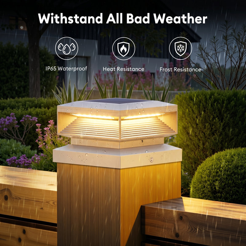 2 x 2 lumières de poteau solaire de poteau d'extérieur plus grand, 56 lumières de poteau de clôture à DEL plus lumineuses extérieures imperméables avec 3 modes pour poteaux en bois en vinyle 4 x 4, 5 x 5 ou 6 x 6