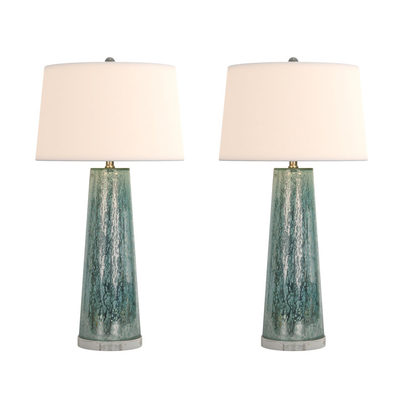 Emerald Rain - 32" Abstract Green Toned Table Lamp - Set of 2 - Green Finish