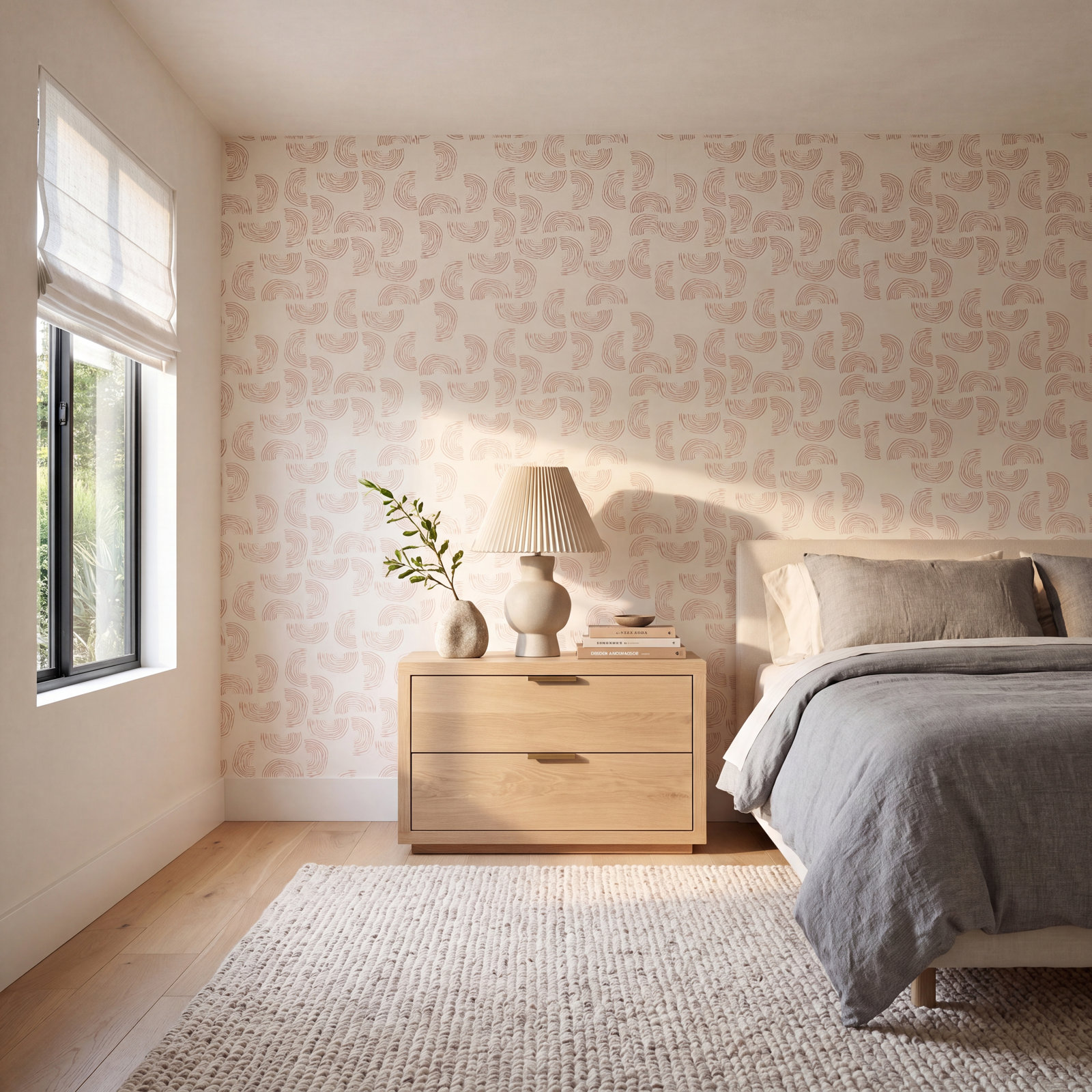 Caroline Z Hurley Wallpaper Roll, Coral Ivory