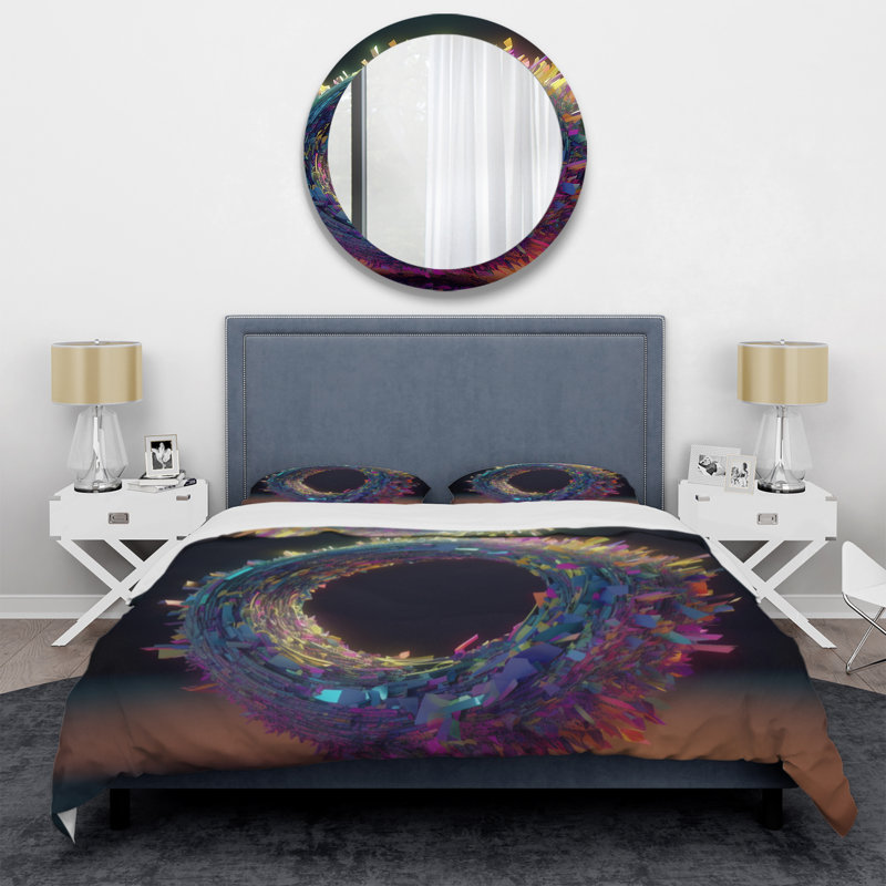 Neon Spirited Eternity - Abstract Spirals Duvet Cover Set - Microfiber Polyester, Twin Duvet Cover + 1 Standard Sham
