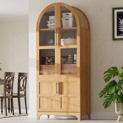Armoire de cuisine arquée avec tiroir caché, armoire de rangement avec tablettes réglables pour la cuisine et la salle à manger