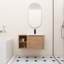 Meuble-lavabo mural 36/40 po avec lavabo en céramique et tablettes de rangement et 1 porte à fermeture en douceur-740586772