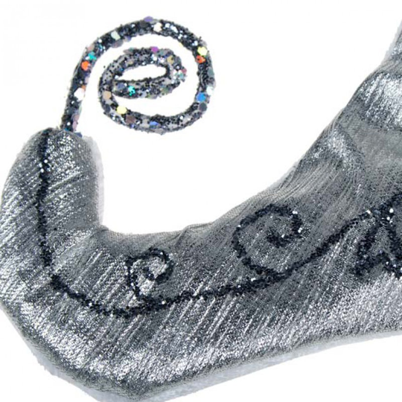 12cm Fabric Ornament Accessory, Silver / White