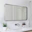 Miroir de salle de bain rectangulaire contemporain | Cadre épais en acier inoxydable-336024006-336024027