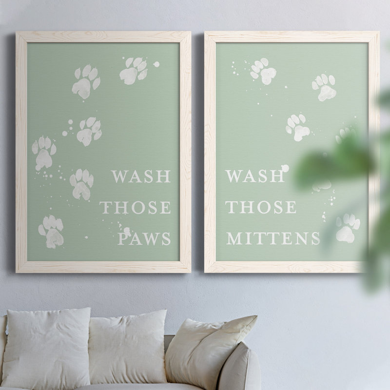 «Wash Your Paws II», toile encadrée de qualité supérieure - prête à être suspendue, H 43,5 po x l 31,5 po x P 1 po