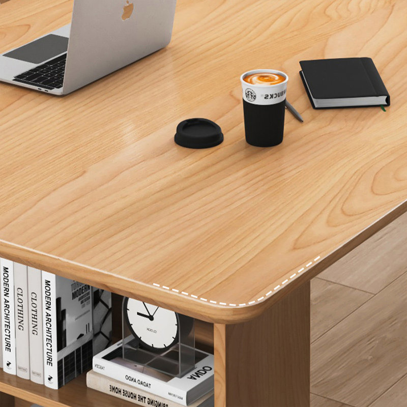 Brown Rectangular Solid Wood  desk, 29.5" H x 62.9" W x 27.5" D