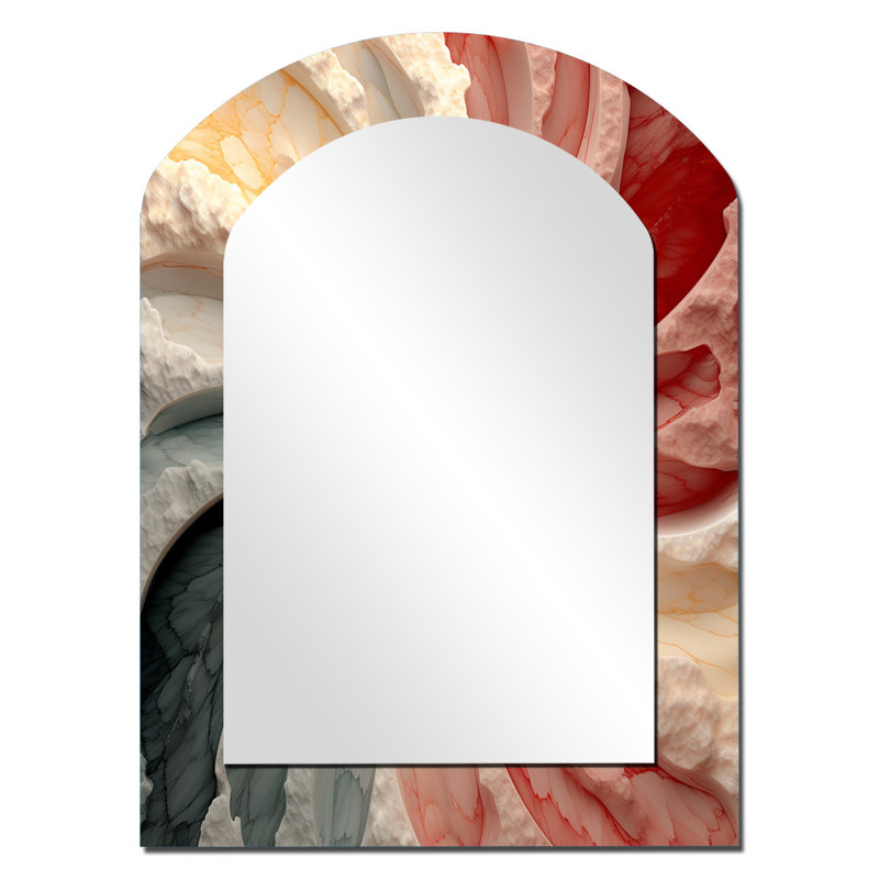 Mid-Century New Balance Abstract Geometrics IV - Mid-Century Modern Asymmetric Large Mirror, Modern Arch, 34 po x 25 po
