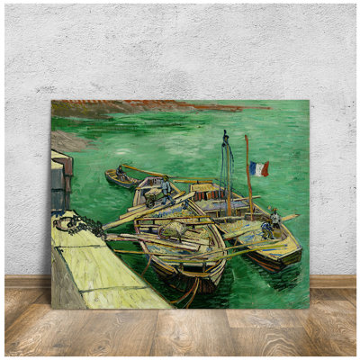 Quay with Men Unloading Sand Barges by Vincent Van Gogh Framed ,The World Classic Art Reproductions,Wall Art for Home Decor