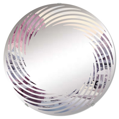 Sérénade glaciaire rose - cercle mural miroir en spirale