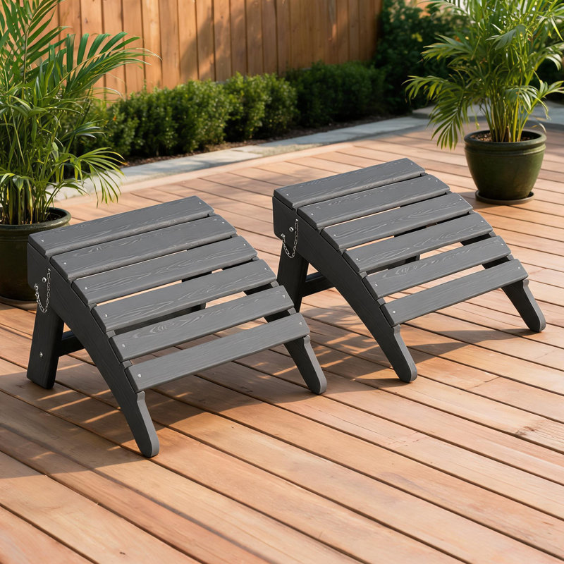 2 pièces de repose-pieds pliant Adirondack, avec manette de jeu, Gris