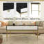 Table basse moderne avec 2 tiroirs, table de rangement de salon noir et blanc