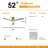 52'' Modern Ceiling Fan with LED Light and Remote Control