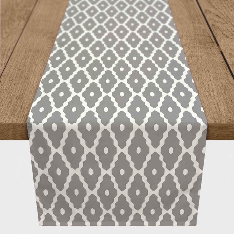 Fontana Geometric Table Runner, 72" x 16", Light Gray