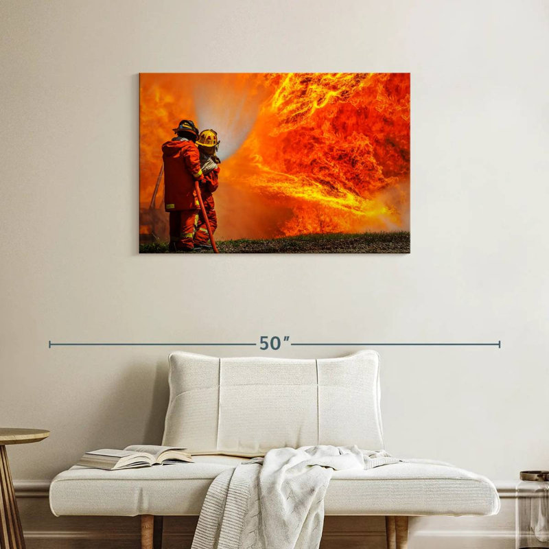 Lelar Blazing Fire Firefighters, 24" H x 36" W