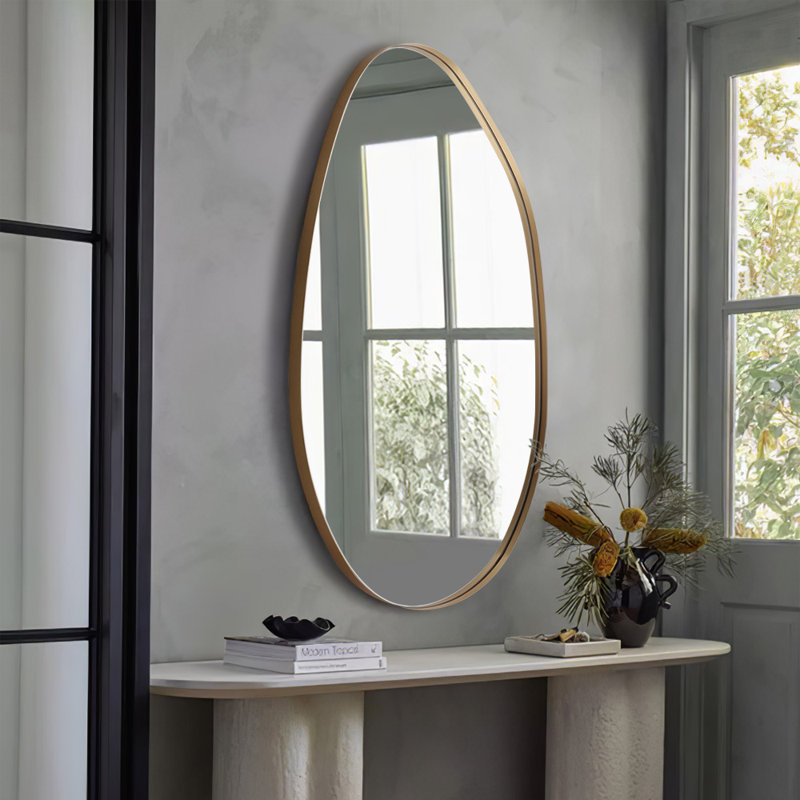 Pirlo Metal Oval Mirror, Gold