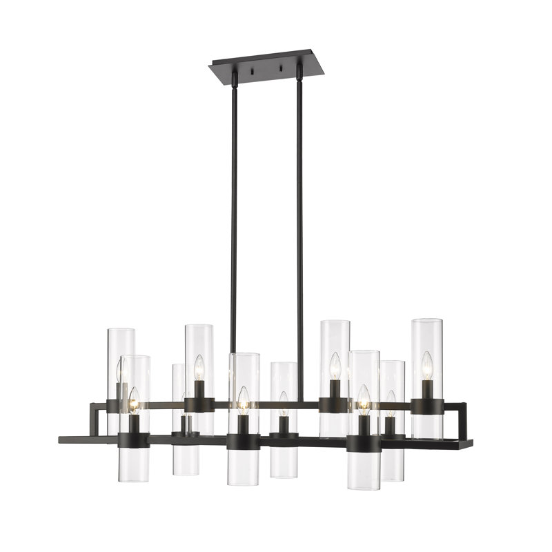 Calumet 10 - Light Dimmable Kitchen Island Cylinder Chandelier, Matte Black