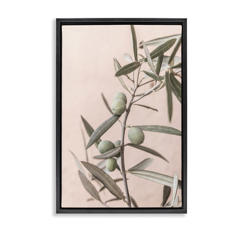 Toile flottante avec cadre espagnol olive branchée par Sissi et Seb, Cadre flottant noir de jais, H 25 po x l 17 po