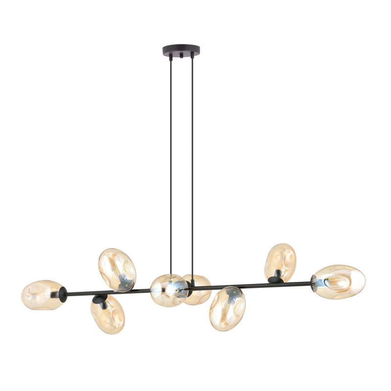 Eola 8 - Light Black Kitchen Island Pendant, Gold