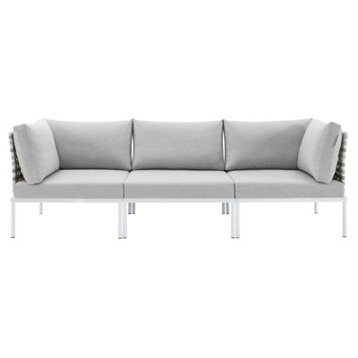 Harmony Sunbrella Basket Weave Outdoor Patio Aluminum Sofa by Modway