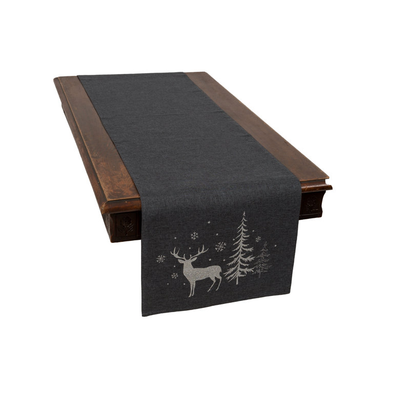 Adlai Deer Table Runner, 36" L x 16" W, Dark Gray