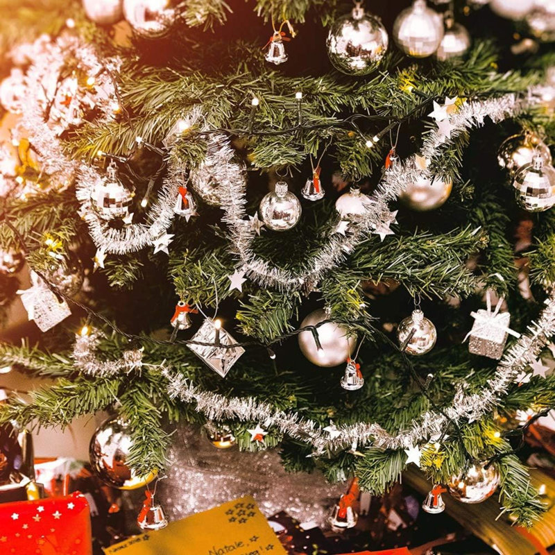 Boules de Noël, décorations d'arbre de Noël 34 carats, boules suspendues des Fêtes (1,57 po), Argent argent