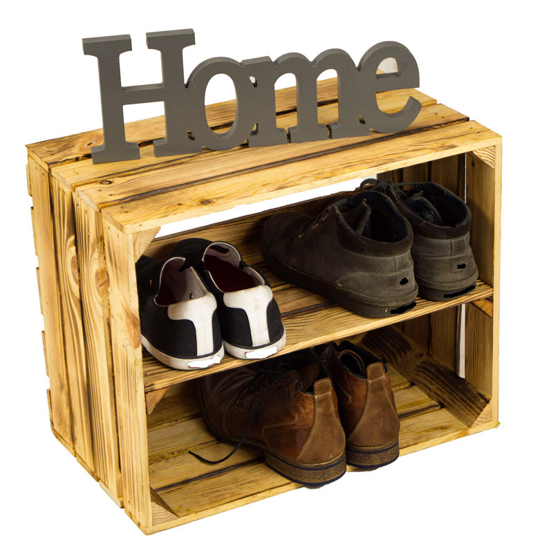 4 Pair Stackable Solid Wood Shoe Rack