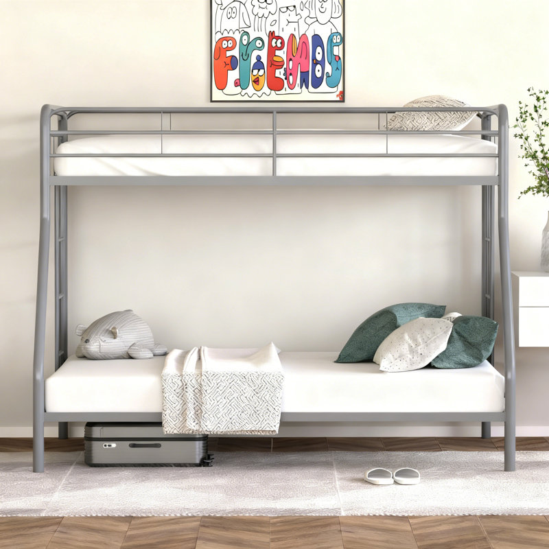 Bunk Bed with Built-in Ladder Included, Silver
