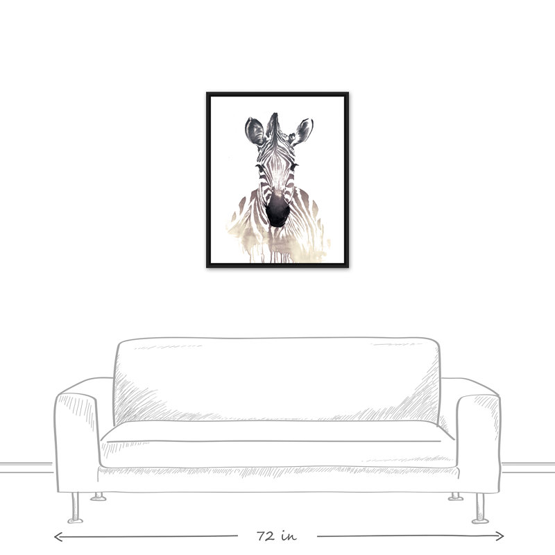« zèbre », reproduction de peinture à l’aquarelle sur toile, H 31,75 po x l 25,75 po, Cadre noir