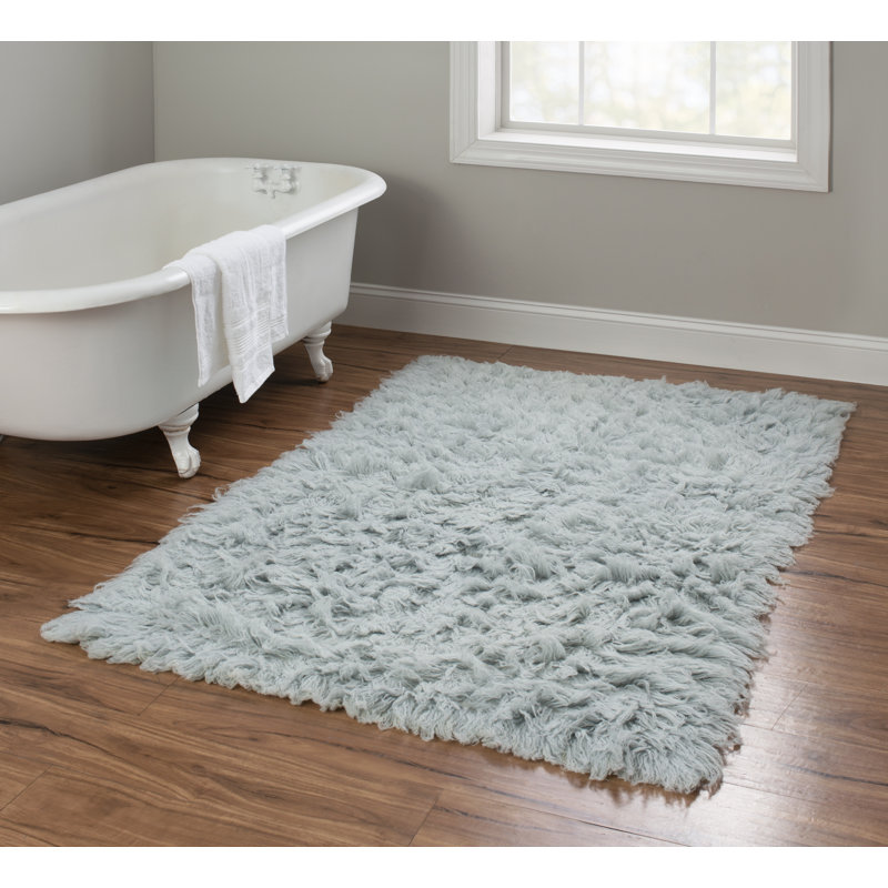 Alamin Flokati Wool Shag Hand Loomed Light Grey Rug, Rectangle 8' x 10'
