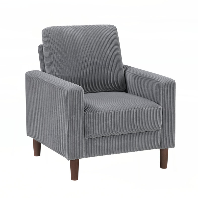Meuble de salon moderne et contemporain en velours côtelé gris avec coussin confortable en bois massif, Gris