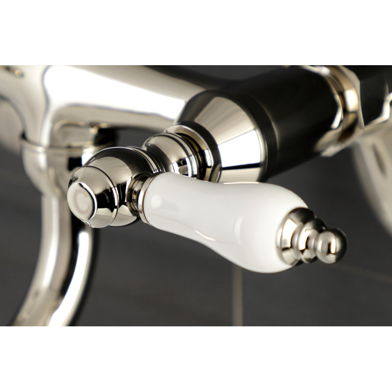 Kingston Brass Kingston Two-Handle 2-Hole Wall Mount Bathroom Faucet, Polished Nickel, Lever Handle