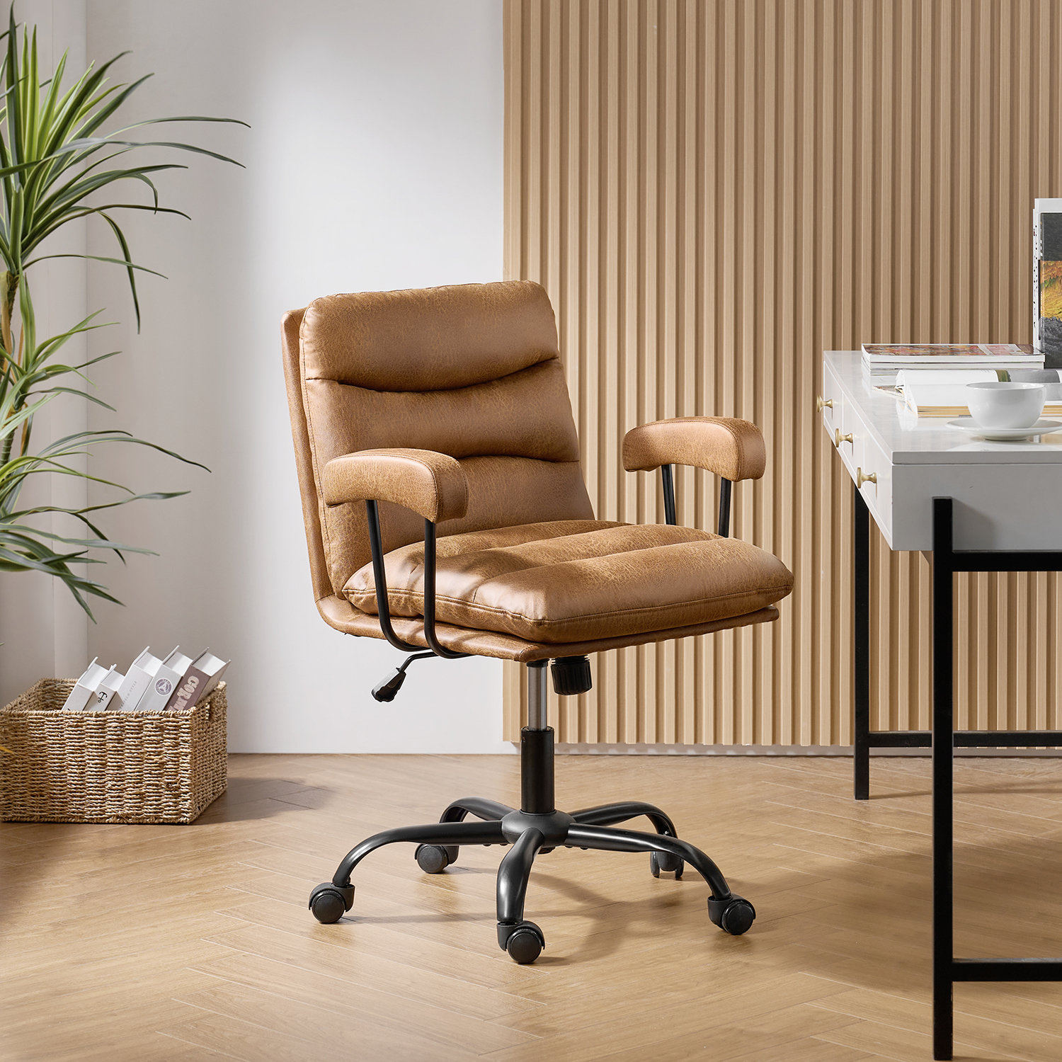 Ebern Designs Kaynath Modern Height-Adjustable Swivel Office Chair With ...