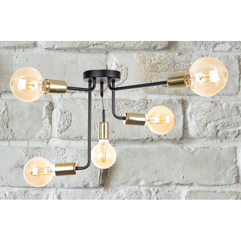 Aiello Semi Flush Mount, Black/Gold