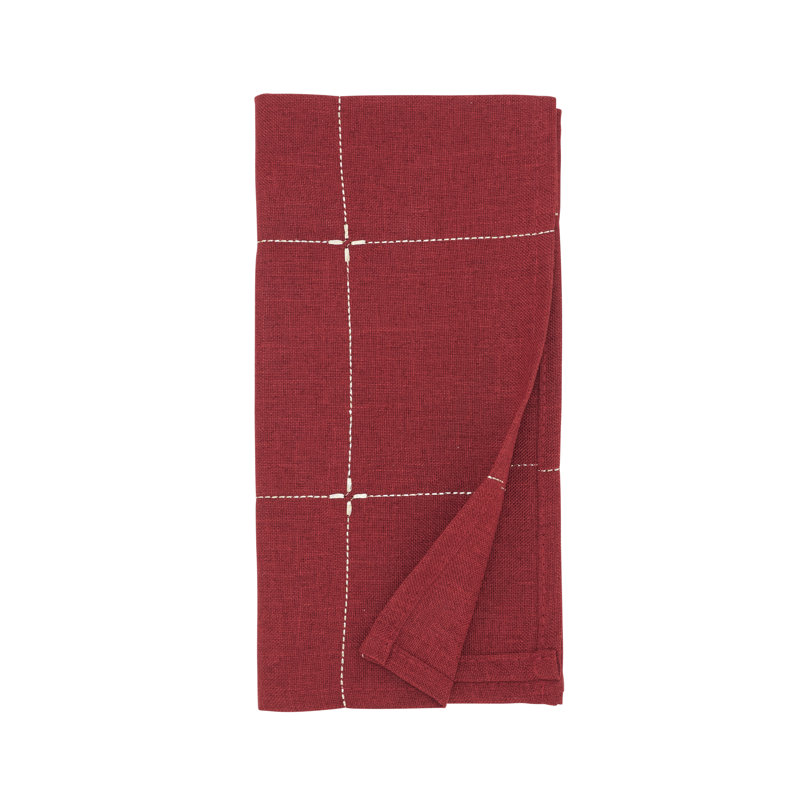 Ensemble de 4 serviettes de table brodées, Rouge