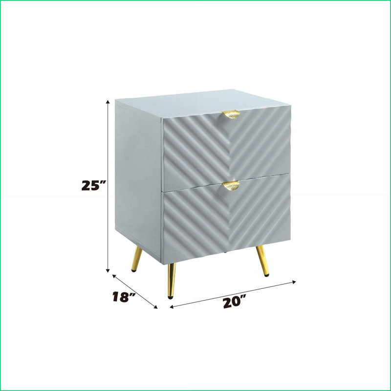 Table de chevet 2 tiroirs Gaines Gray