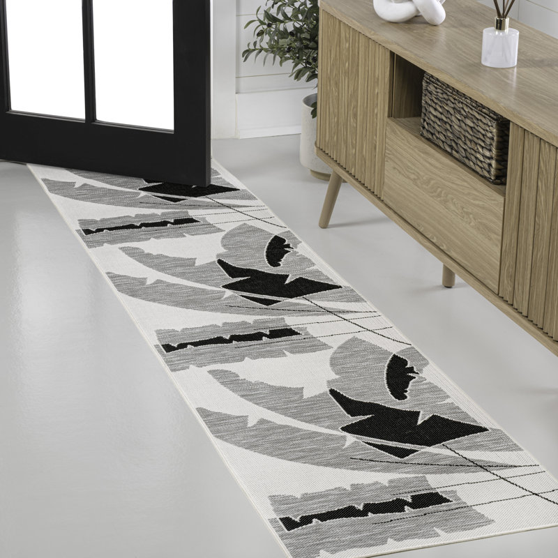 Tapis intérieur / extérieur gris / crème Correlly, Tapis de couloir 2 pi x 7 pi 10 po
