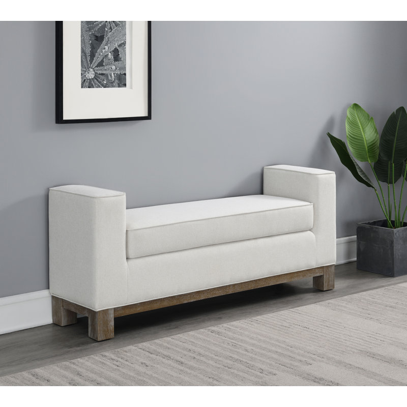 Basilotto Polyester Upholstered Bench, Gray, 24" H x 59.5" W x 16" D