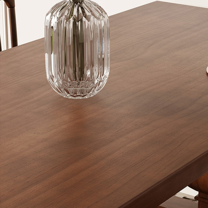 American style country solid wood dining table set, 29.5"H x 86.6"L x 35.4"W