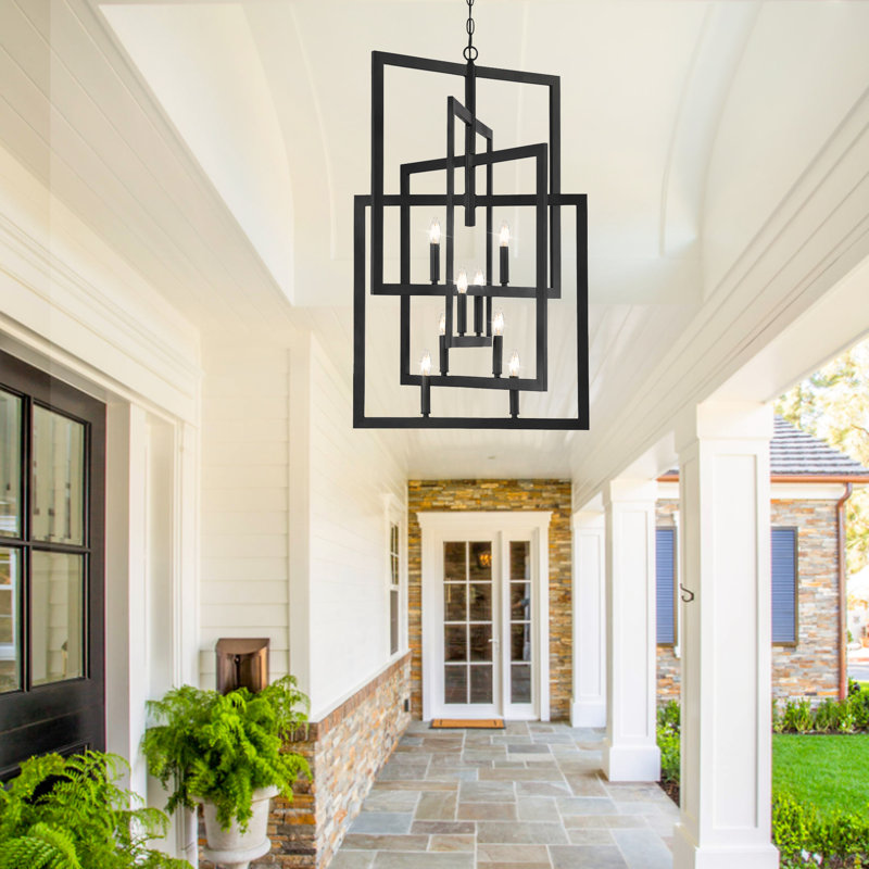 8 - Light Dimmable Geometric Chandelier, Matte Black