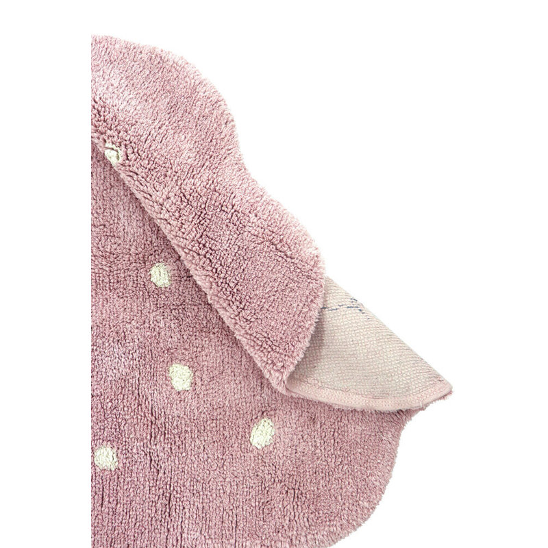 Tapis rose / blanc en coton noué à la main Biscuit, Rond 4 pi