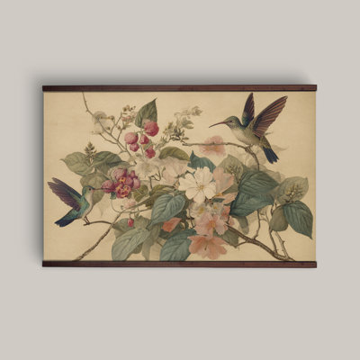 Vintage Hummingbird Botanical Wall Art