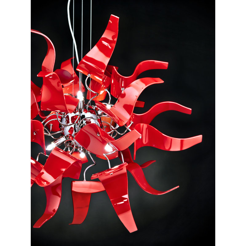- Light Pendant, Red, Chrome