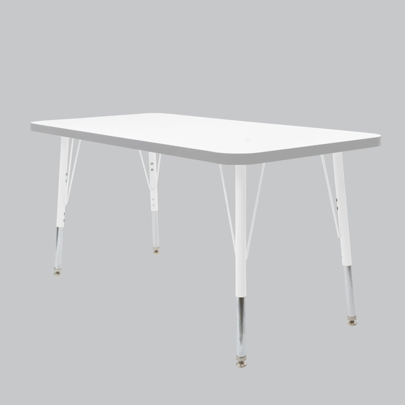 Table rectangulaire d'activités thermofusionnées avec pieds réglables et pivotants standard, H 30 po x l 24 po x P 48 po