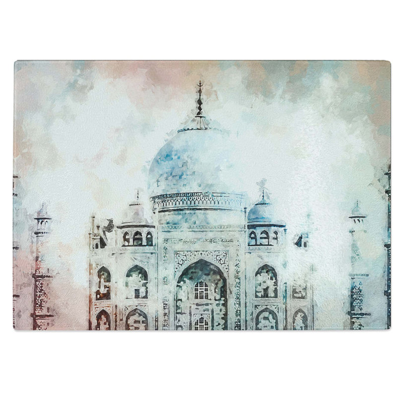 Tempered Glass Taj Mahal Agradia Chopping Board, 28.5 cm W x 20 cm L