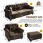 4 velours brun de style Mid-Century moderne, garniture cloutée, bouton, enroulé et cadre pour un confort à long terme
